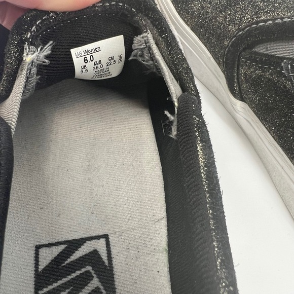 Vans Slip On Sneakers Black and Glitter Suede Womens Shoes Size 6 - Picture 6 of 8